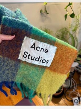 Acne Studios Multicolor Plaid Wool Blend Scarf